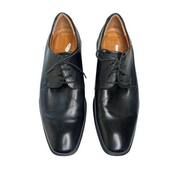 Ecco Black Genuine Leather Lace Up Oxford Dress Shoes Office Formal Party 45/12 - Picture 4 of 6
